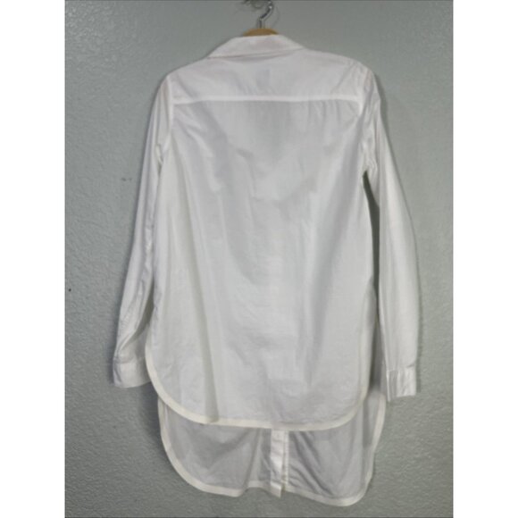 Francois Girbaud Closed Vtg Button Up Womens S White Collared Hi Lo Hem 80s 90s - Picture 3 of 6